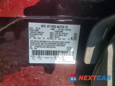 Zdjęcie 12 z 12 samochodu: 2018 FORD EDGE SEL VIN:2FMPK4J97JBC22916 - miniatura
