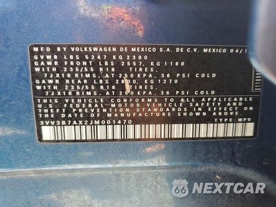 Zdjęcie 14 z 14 samochodu: 2018 VOLKSWAGEN TIGUAN SE VIN:3VV3B7AX2JM001470 - miniatura