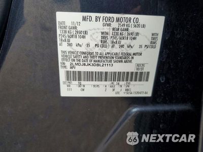 Zdjęcie 13 z 13 samochodu: 2013 LINCOLN MKX VIN:2LMDJ8JK3DBL21113 - miniatura