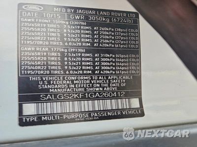 Zdjęcie 13 z 13 samochodu: 2016 LAND ROVER RANGE ROVER HSE VIN:SALGS2KF1GA260412 - miniatura