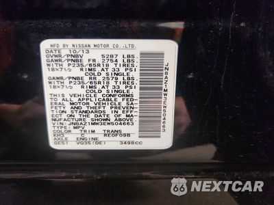 Zdjęcie 14 z 14 samochodu: 2014 NISSAN MURANO SV VIN:JN8AZ1MW3EW504663 - miniatura