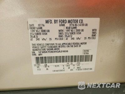 Zdjęcie 12 z 12 samochodu: 2017 FORD EXPLORER VIN:1FM5K7D83HGA31606 - miniatura