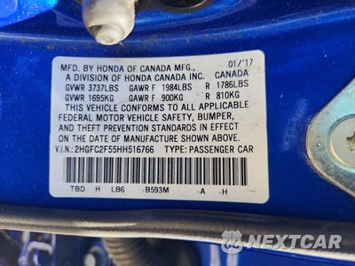 Zdjęcie 13 z 13 samochodu: 2017 HONDA CIVIC LX VIN:2HGFC2F55HH516766 - miniatura