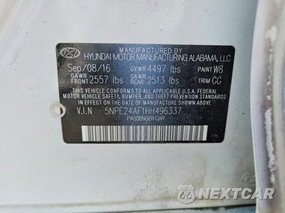 Zdjęcie 12 z 12 samochodu: 2017 HYUNDAI SONATA VIN:5NPE24AF1HH496337 - miniatura