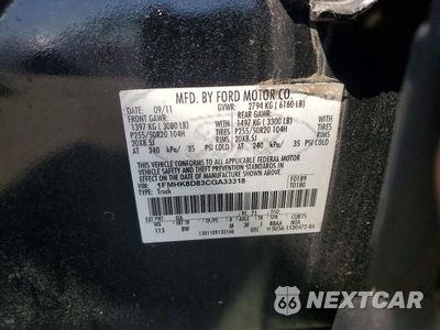 Zdjęcie 13 z 13 samochodu: 2012 FORD EXPLORER XLT VIN:1FMHK8D83CGA33318 - miniatura
