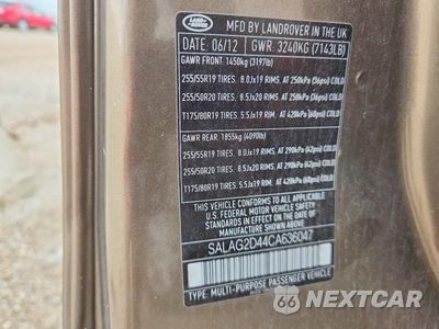 Zdjęcie 12 z 12 samochodu: 2012 LAND ROVER LR4 HSE VIN:SALAG2D44CA636047 - miniatura