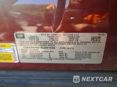 Zdjęcie 13 z 13 samochodu: 2016 CHEVROLET TRAVERSE LT VIN:1GNKRHKD1GJ201530 - miniatura