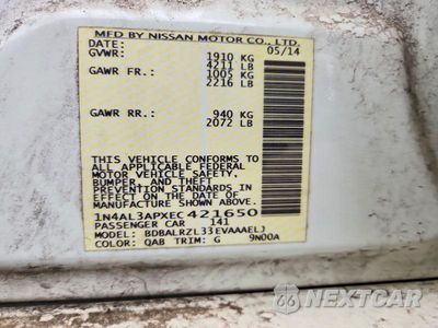 Zdjęcie 12 z 12 samochodu: 2014 NISSAN ALTIMA 2.5 VIN:1N4AL3APXEC421650 - miniatura
