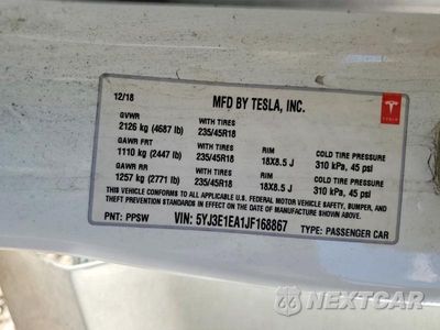 Zdjęcie 12 z 12 samochodu: 2018 TESLA MODEL 3 VIN:5YJ3E1EA1JF168867 - miniatura