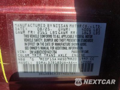 Zdjęcie 12 z 12 samochodu: 2025 NISSAN SENTRA SV VIN:3N1AB8CV3SY401784 - miniatura