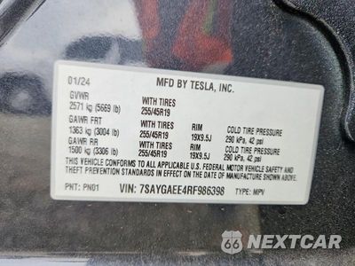 Zdjęcie 14 z 14 samochodu: 2024 TESLA MODEL Y VIN:7SAYGAEE4RF986398 - miniatura