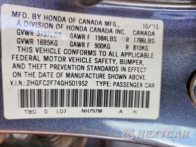 Zdjęcie 12 z 12 samochodu: 2016 HONDA CIVIC EX VIN:2HGFC2F74GH501952 - miniatura