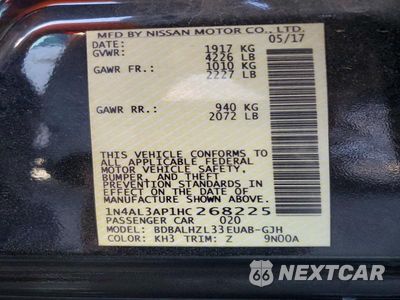 Zdjęcie 12 z 12 samochodu: 2017 NISSAN ALTIMA 2.5 SR VIN:1N4AL3AP1HC268225 - miniatura