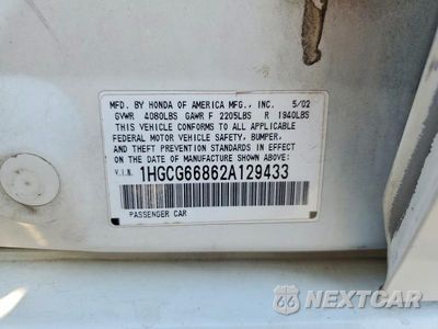 Zdjęcie 12 z 12 samochodu: 2002 HONDA ACCORD EX VIN:1HGCG66862A129433 - miniatura
