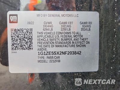 Zdjęcie 12 z 12 samochodu: 2022 CHEVROLET MALIBU PREMIER VIN:1G1ZE5SX2NF203842 - miniatura