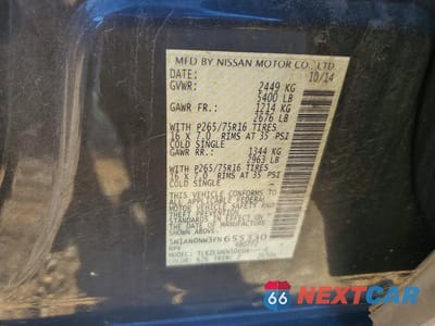 Zdjęcie 13 z 13 samochodu: 2015 NISSAN XTERRA PRO-4X VIN:5N1AN0NW3FN655330 - miniatura