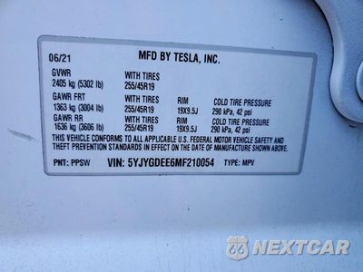 Zdjęcie 12 z 12 samochodu: 2021 TESLA MODEL Y VIN:5YJYGDEE6MF210054 - miniatura