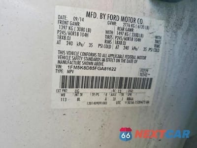 Zdjęcie 13 z 13 samochodu: 2015 FORD EXPLORER XLT VIN:1FM5K8D85FGA81622 - miniatura