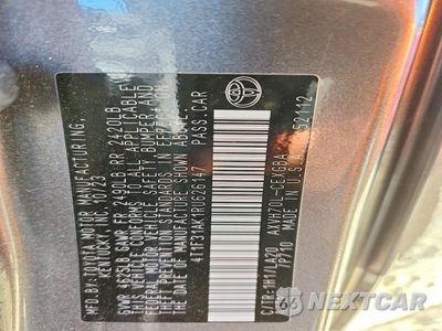 Zdjęcie 13 z 13 samochodu: 2024 TOYOTA CAMRY XLE VIN:4T1F31AK1RU626147 - miniatura