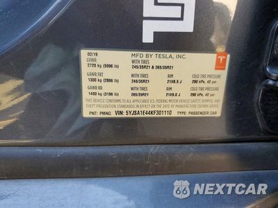 Zdjęcie 13 z 13 samochodu: 2019 TESLA MODEL S VIN:5YJSA1E44KF301110 - miniatura