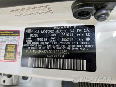 Zdjęcie 12 z 12 samochodu: 2020 KIA RIO S VIN:3KPA24AD1LE327851 - miniatura