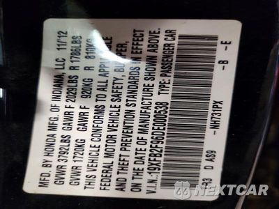 Zdjęcie 13 z 13 samochodu: 2013 HONDA CIVIC EXL VIN:19XFB2F96DE000538 - miniatura