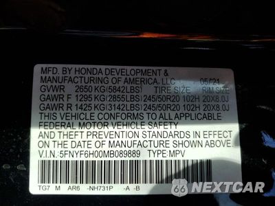 Zdjęcie 13 z 13 samochodu: 2021 HONDA PILOT ELITE VIN:5FNYF6H00MB089889 - miniatura