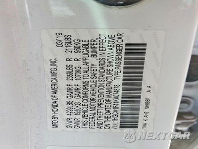 Zdjęcie 12 z 12 samochodu: 2019 HONDA ACCORD EX VIN:1HGCV1F41KA074878 - miniatura