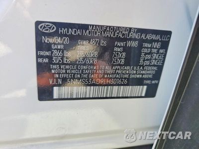 Zdjęcie 12 z 12 samochodu: 2020 HYUNDAI SANTA FE LIMITED VIN:5NMS53AD9LH301626 - miniatura