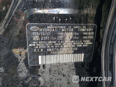 Zdjęcie 12 z 12 samochodu: 2017 HYUNDAI ELANTRA SE VIN:KMHD74LF9HU402104 - miniatura