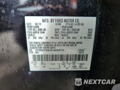 Zdjęcie 13 z 13 samochodu: 2014 FORD EXPLORER XLT VIN:1FM5K7D8XEGA54733 - miniatura