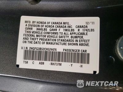 Zdjęcie 13 z 13 samochodu: 2012 HONDA CIVIC LX VIN:2HGFG3B52CH524476 - miniatura
