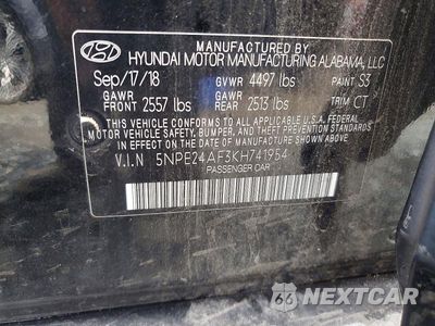 Zdjęcie 12 z 12 samochodu: 2019 HYUNDAI SONATA SE VIN:5NPE24AF3KH741954 - miniatura