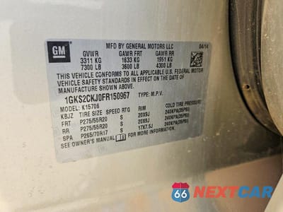 Zdjęcie 13 z 13 samochodu: 2015 GMC YUKON DENALI VIN:1GKS2CKJ0FR150967 - miniatura