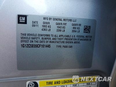 Zdjęcie 12 z 12 samochodu: 2012 CHEVROLET MALIBU 1LT VIN:1G1ZC5E09CF161445 - miniatura
