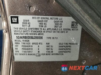 Zdjęcie 14 z 14 samochodu: 2011 BUICK ENCLAVE CXL VIN:5GAKRBED5BJ280096 - miniatura