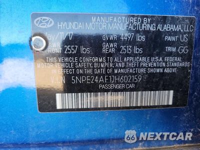 Zdjęcie 13 z 13 samochodu: 2018 HYUNDAI SONATA SE VIN:5NPE24AF1JH602159 - miniatura