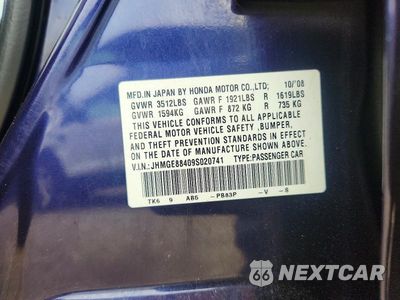 Zdjęcie 12 z 12 samochodu: 2009 HONDA FIT SPORT VIN:JHMGE88409S020741 - miniatura