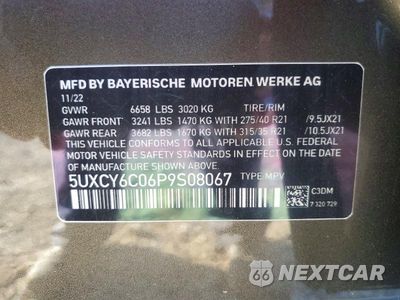 Zdjęcie 14 z 14 samochodu: 2023 BMW X6 XDRIVE40I VIN:5UXCY6C06P9S08067 - miniatura