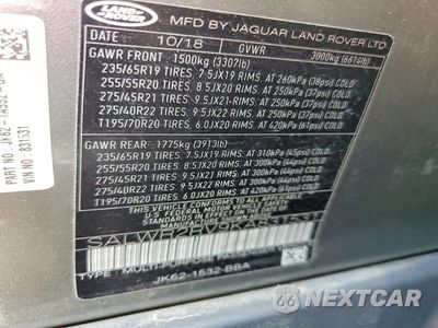 Zdjęcie 13 z 13 samochodu: 2019 LAND ROVER RANGE ROVER SPORT HSE VIN:SALWR2RV9KA831531 - miniatura