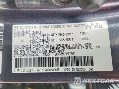 Zdjęcie 12 z 12 samochodu: 2020 TOYOTA TACOMA TRD SPORT VIN:3TMCZ5AN9LM364316 - miniatura