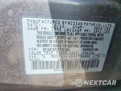 Zdjęcie 12 z 12 samochodu: 2015 NISSAN SENTRA S VIN:3N1AB7AP0FY381045 - miniatura