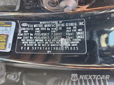 Zdjęcie 13 z 13 samochodu: 2011 KIA SORENTO LX VIN:5XYKT4A19BG151835 - miniatura