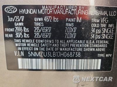 Zdjęcie 14 z 14 samochodu: 2018 HYUNDAI SANTA FE SPORT 2.4L VIN:5NMZU3LB1JH068738 - miniatura