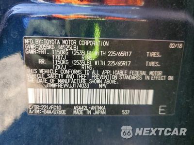 Zdjęcie 13 z 13 samochodu: 2018 TOYOTA RAV4 XLE VIN:JTMWFREV9JJ174033 - miniatura