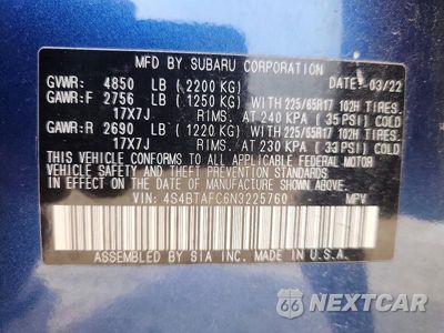 Zdjęcie 13 z 13 samochodu: 2022 SUBARU OUTBACK PREMIUM VIN:4S4BTAFC6N3225760 - miniatura