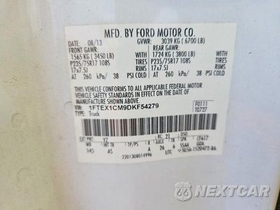 Zdjęcie 12 z 12 samochodu: 2013 FORD F150 SUPER CAB VIN:1FTEX1CM9DKF54279 - miniatura