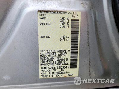 Zdjęcie 12 z 12 samochodu: 2013 NISSAN ALTIMA 3.5 S VIN:1N4BL3AP8DC162045 - miniatura