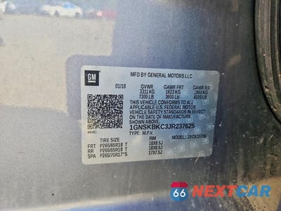 Zdjęcie 13 z 13 samochodu: 2018 CHEVROLET TAHOE K1500 LT VIN:1GNSKBKC3JR237625 - miniatura