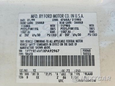 Zdjęcie 12 z 12 samochodu: 1999 FORD RANGER SUPER CAB VIN:1FTYR14V1XPA92967 - miniatura